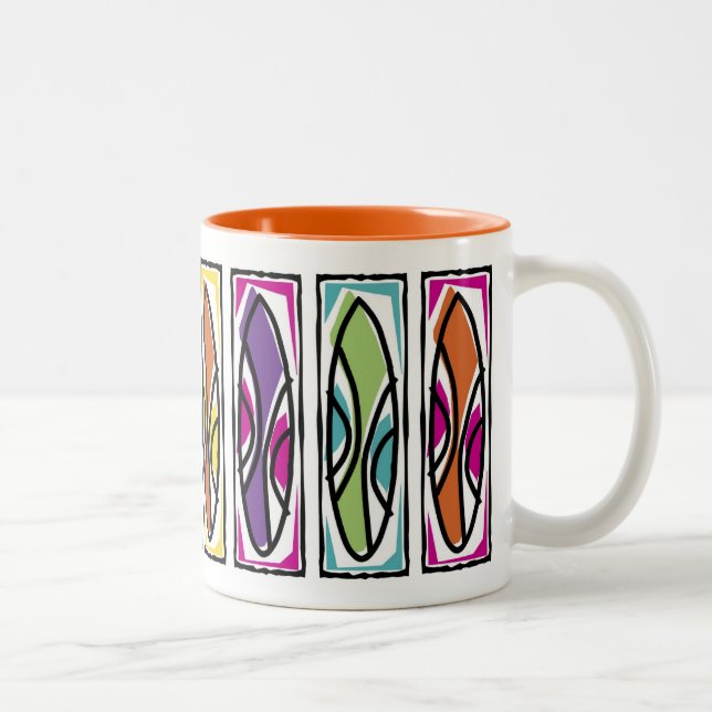 Tasty Waves Surfboard Two-Tone Coffee Mug (Right)
