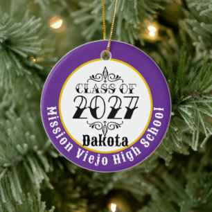 Tat Style Class of 2027 Photo Graduation Ceramic Ornament