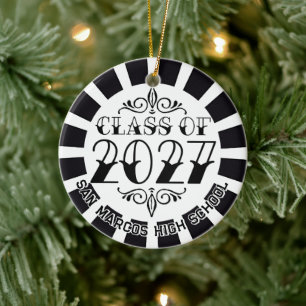 Tat-Style Class of 2027 Photo Graduation Ceramic Ornament