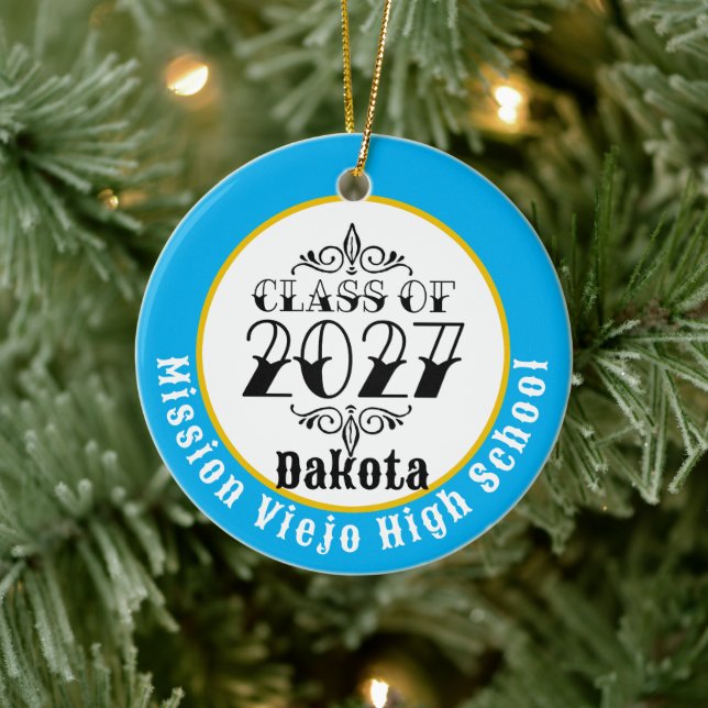 Tat Style Class of 2027 Photo Graduation Ceramic Ornament (Tree)