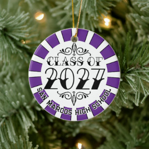 Tat-Style Class of 2027 Photo Graduation Ceramic Ornament