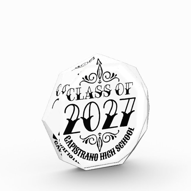 Tat-Style Gray Class of 2027 Graduation Acrylic Award (Left)