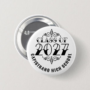 Tat-Style Gray Class of 2027 Graduation Button