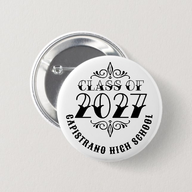 Tat-Style Gray Class of 2027 Graduation Button (Front & Back)