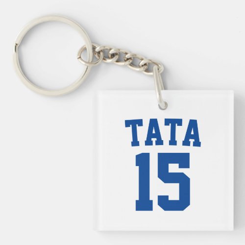 Tata Serbian Croatian Dad Blue Sport Jersey Number Keychain