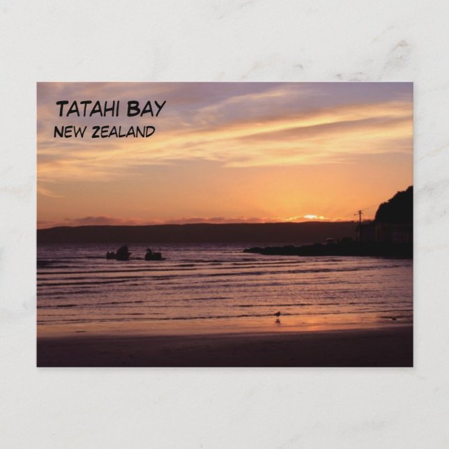 Tatahi Bay Sunset, New Zealand Postcard (Front)
