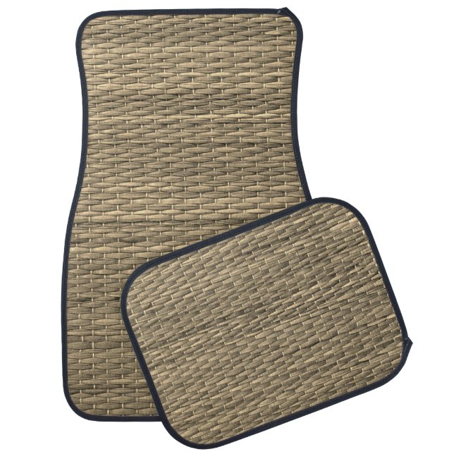Tatami Print Beige Brown Zen Rustic Car Floor Mat (Set)
