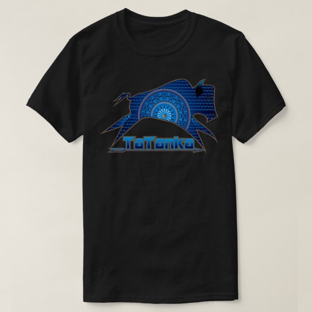 Tatanka Blue Native American Buffalo T-Shirt (Design Front)