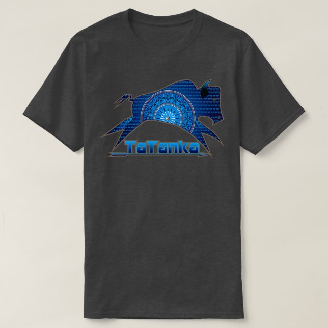 Tatanka Blue Native American Buffalo  T-Shirt (Design Front)