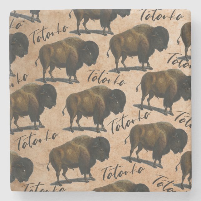 Tatanka Buffalo Bison Western Stone Coaster (Front)