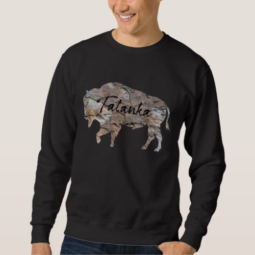 Tatanka Rock Hard Solid Slate Stone Buffalo Bison Sweatshirt