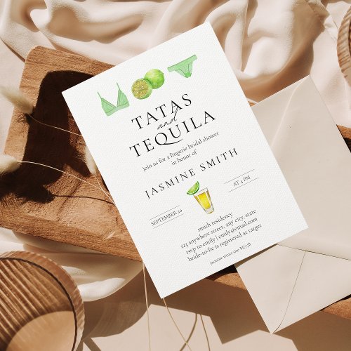 Tatas  Tequila Lingerie Bridal Shower Modern Invitation