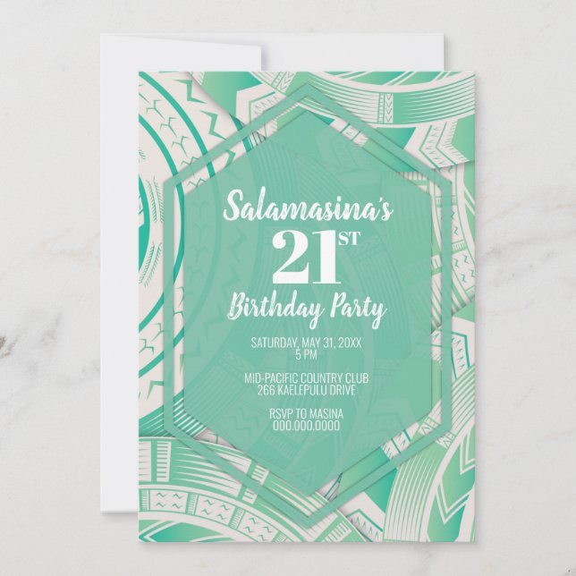 Tatau Teal Diamond Invitation (Front)