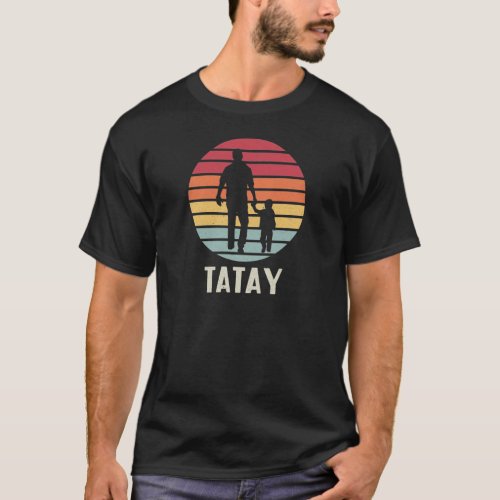 Tatay Vintage Retro Sunset Father and Child T_Shirt