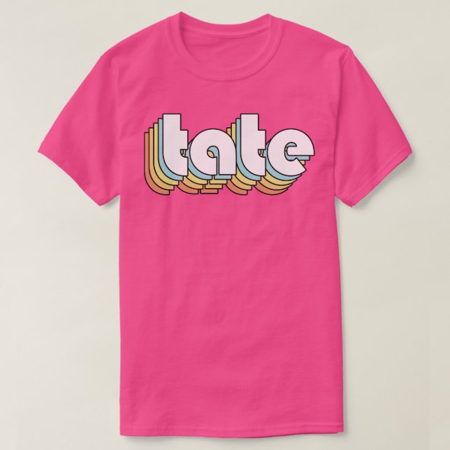 Tate Retro Rainbow Typography Faded Style T-Shirt (Design Front)