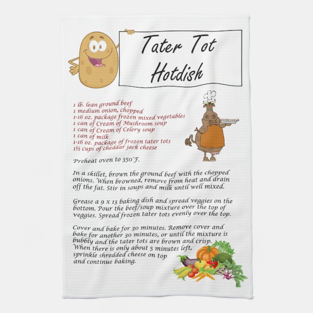 Tater Tot Hotdish Towel (Vertical)