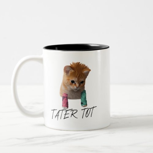 Tater Tot the Kitten with bonkers  Two_Tone Coffee Mug