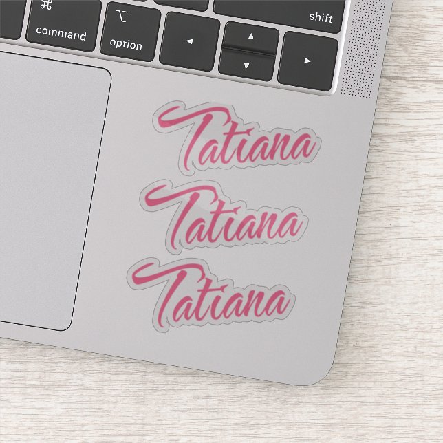 Tatiana Name Pink Cursive x3 Sticker (Detail)