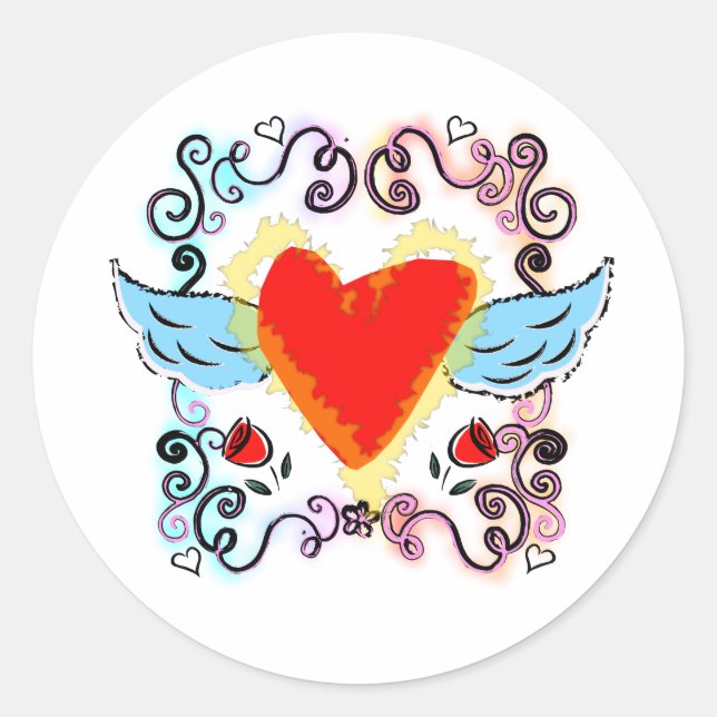 tatoo heart classic round sticker (Front)