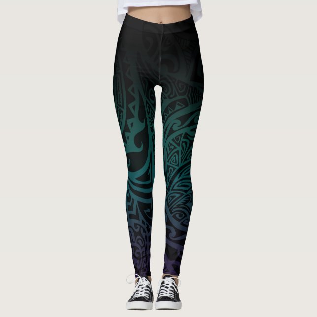 Tatou V - Midnight Teal & Purple Leggings (Front)