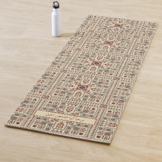 Tatreez pattern, beige geometric ornament yoga mat