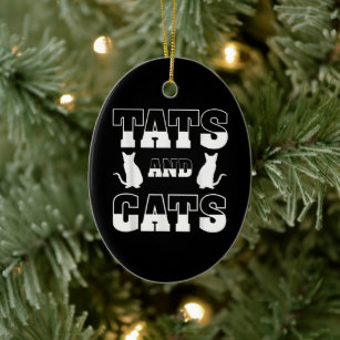 Tats And Cats Animal Lover Gift Tattoo Artist Inki Ceramic Ornament