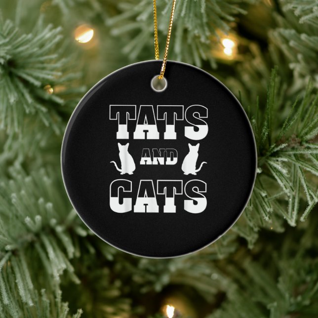 Tats And Cats Animal Lover Gift Tattoo Artist Inki Ceramic Ornament (Tree)