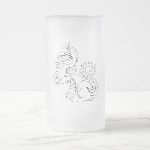 Tatsu Asian Dragon Are Fantasy Mythical Creatures Frosted Glass Beer Mug