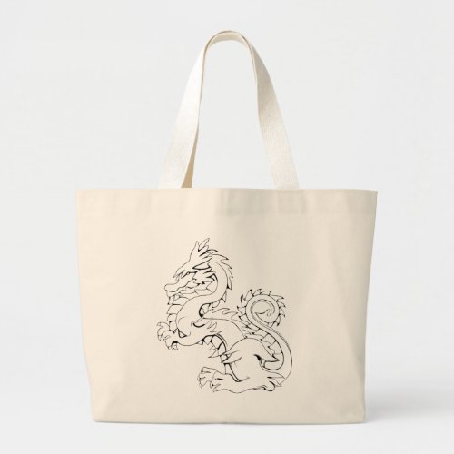 Tatsu Asian Dragon Are Fantasy Mythical Creatures  Large Tote Bag