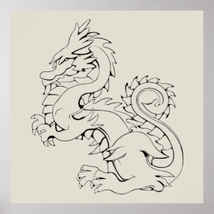 Tatsu Asian Dragon Are Fantasy Mythical Creatures Poster