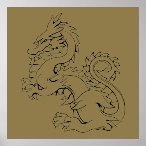 Tatsu Asian Dragon Are Fantasy Mythical Creatures Poster