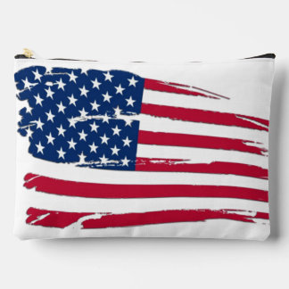 Tattered American Flag Accessory Pouch