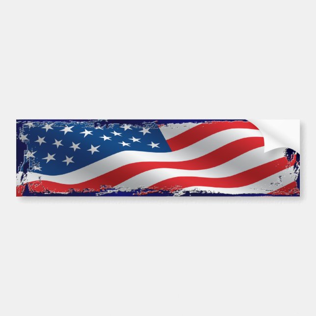Tattered American Flag Bumper Sticker (Front)