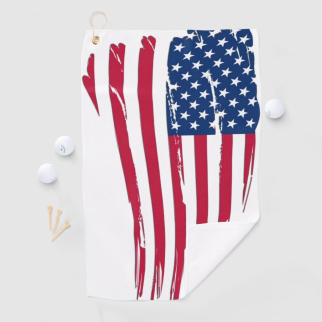 Tattered American Flag Golf Towel (InSitu)