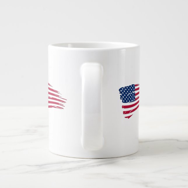 Tattered American Flag Large Coffee Mug (Back)