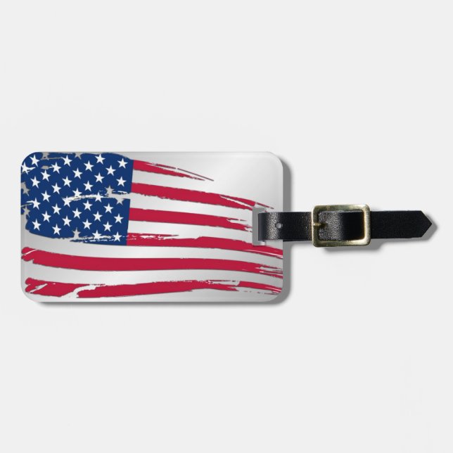 Tattered American Flag Luggage Tag (Front Horizontal)