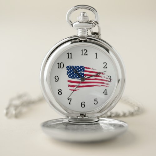 Tattered American Flag Pocket Watch