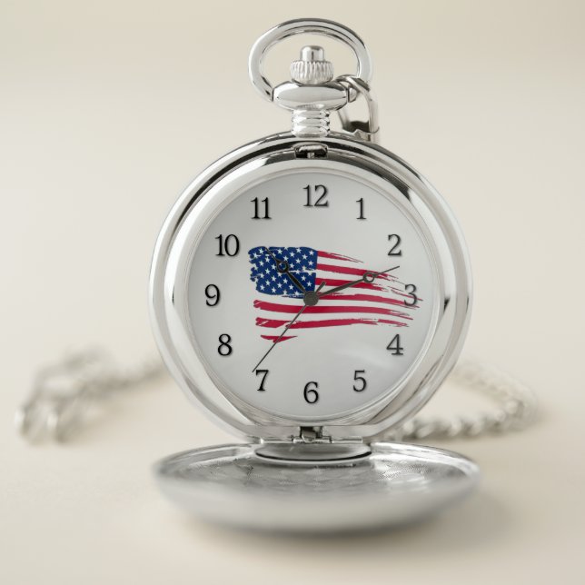 Tattered American Flag Pocket Watch (Inside)