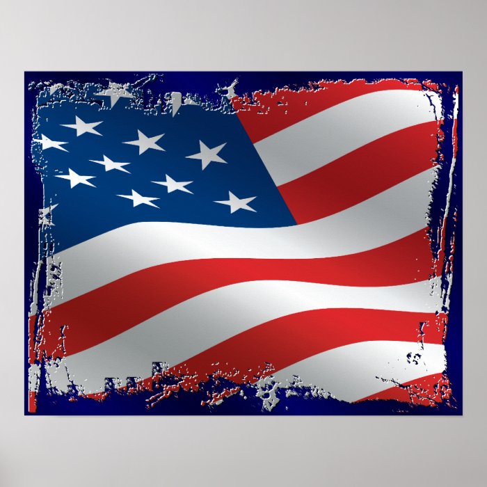Tattered American Flag Poster