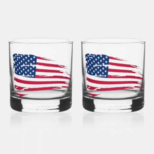 Tattered American Flag Whiskey Glass