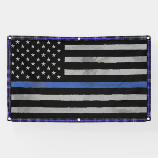 Tattered Distressed Thin Blue Line Flag Banner | Zazzle