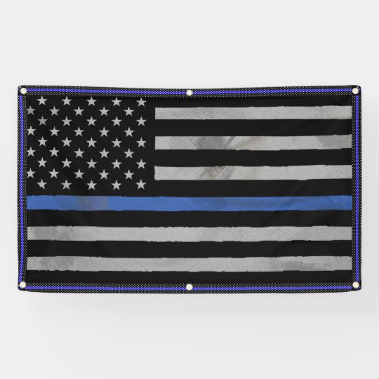 Tattered Distressed Thin Blue Line Flag Banner | Zazzle.com