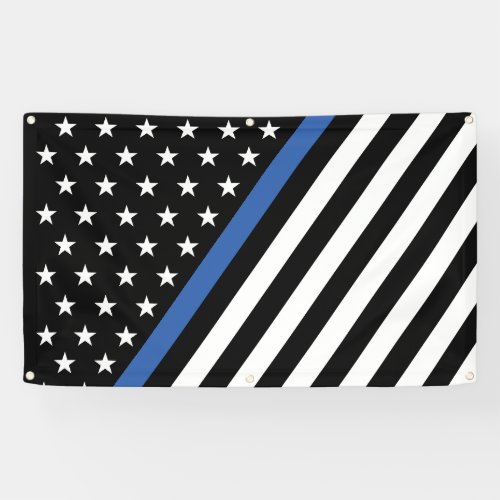 Tattered Distressed Thin Blue Line Flag Banner