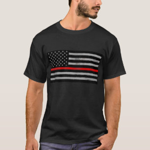 Tattered Distressed Thin Red Line Flag T-Shirt