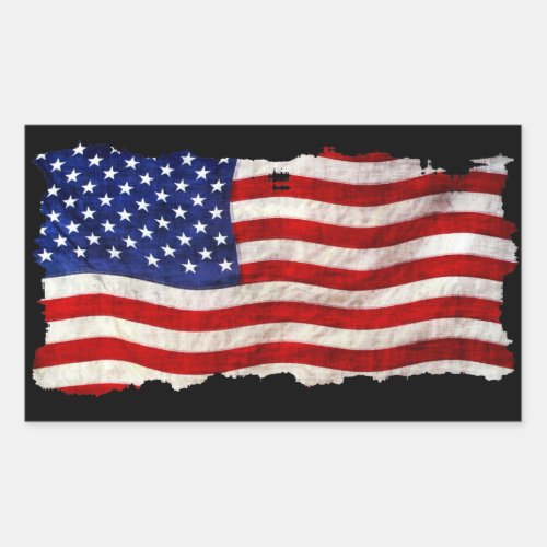 Tattered Grunge Patriotic USA Flag United States Rectangular Sticker