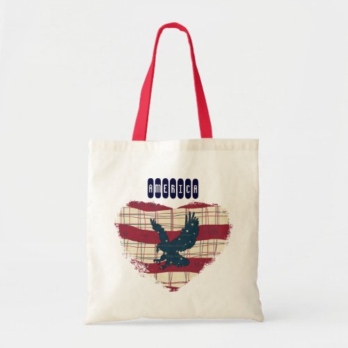 Tattered Heart American Eagle Patriotic Tote Bag