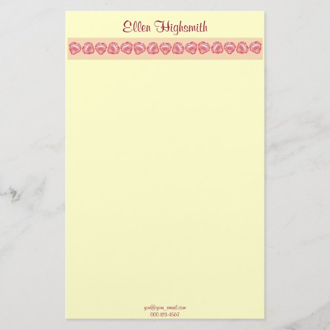 Tattered Heart Artwork Top Border Personalized Stationery (Front)