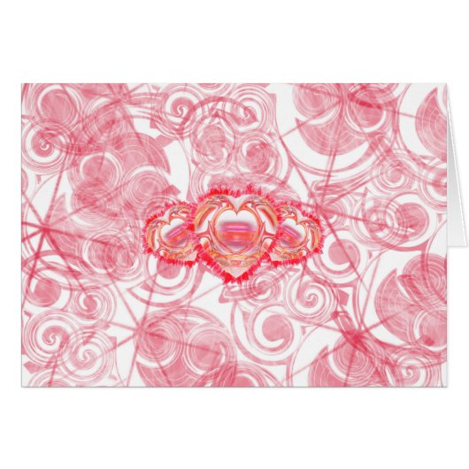 Tattered Heart Design Over Red Spirals and Stars Cards (Front Horizontal)
