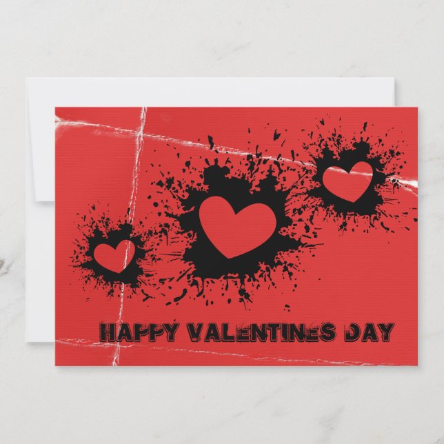 Tattered Paper & Paint Spattered Valentine Card (Front)