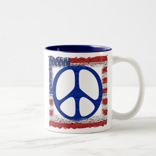 Tattered Peace Flag Two_Tone Coffee Mug